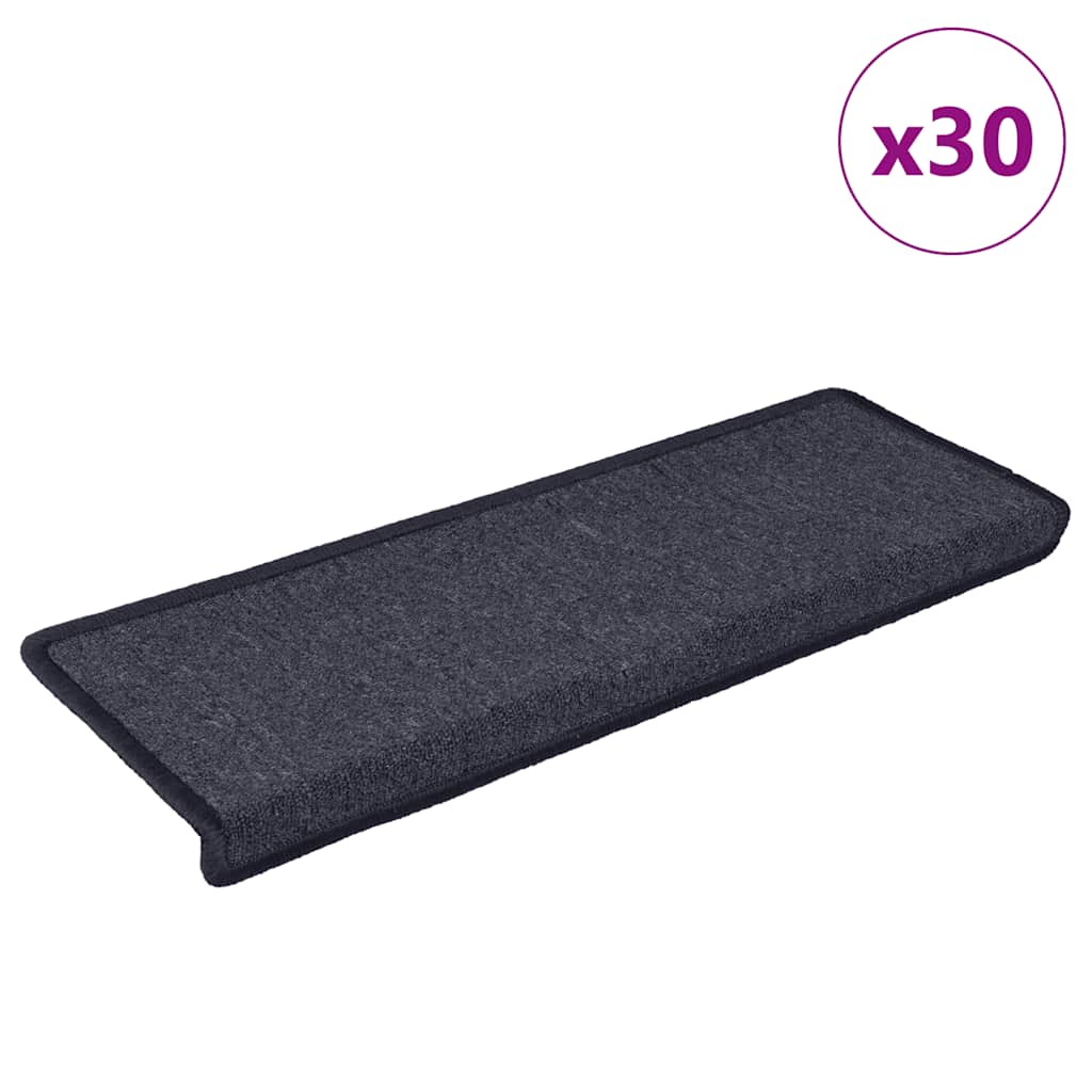 Tappetini per scale 30 pz 65x21x4 cm Grigio scuro e blu con bordo rettangolare | homemem39