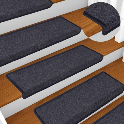 Tappetini per scale 30 pz 65x21x4 cm Grigio scuro e blu con bordo rettangolare | homemem39