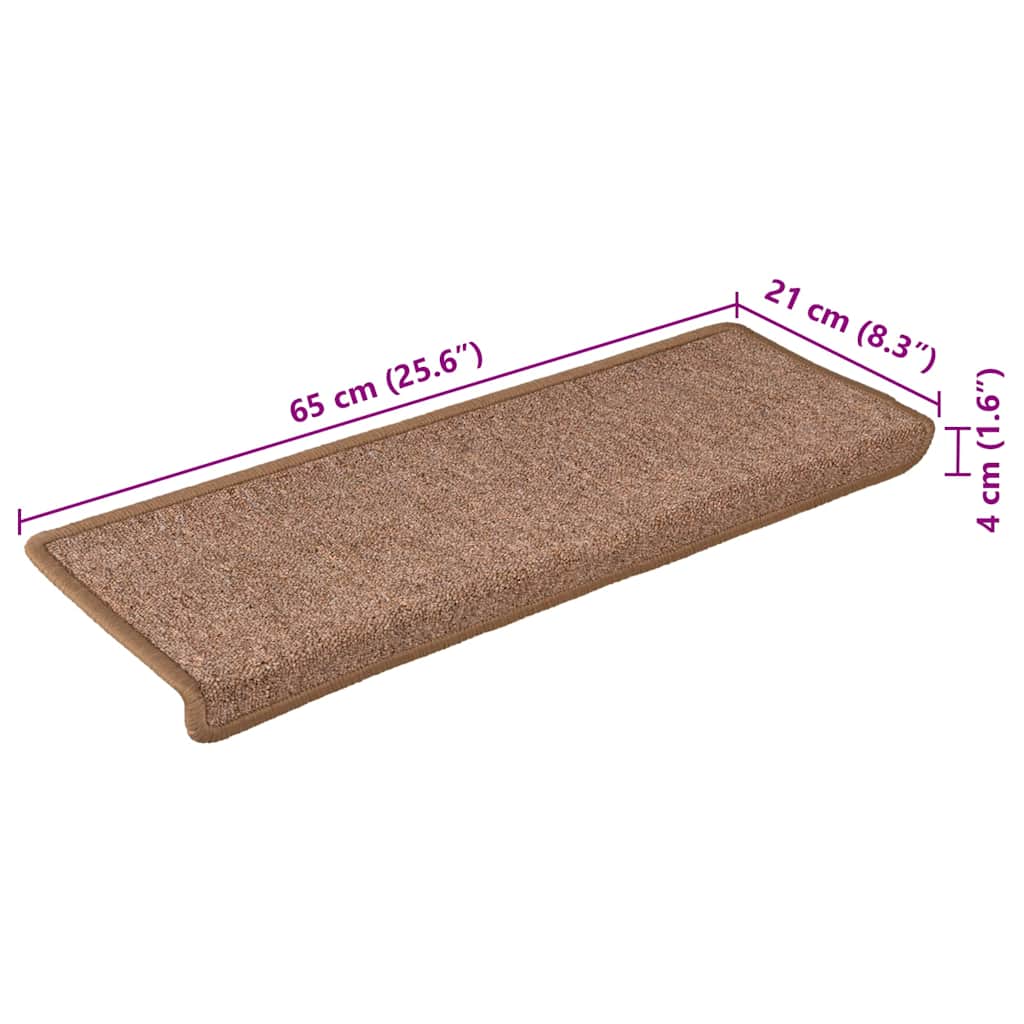 Tappetini per scale 30 pz 65x21x4 cm Marrone Bordo rettangolare | homemem39
