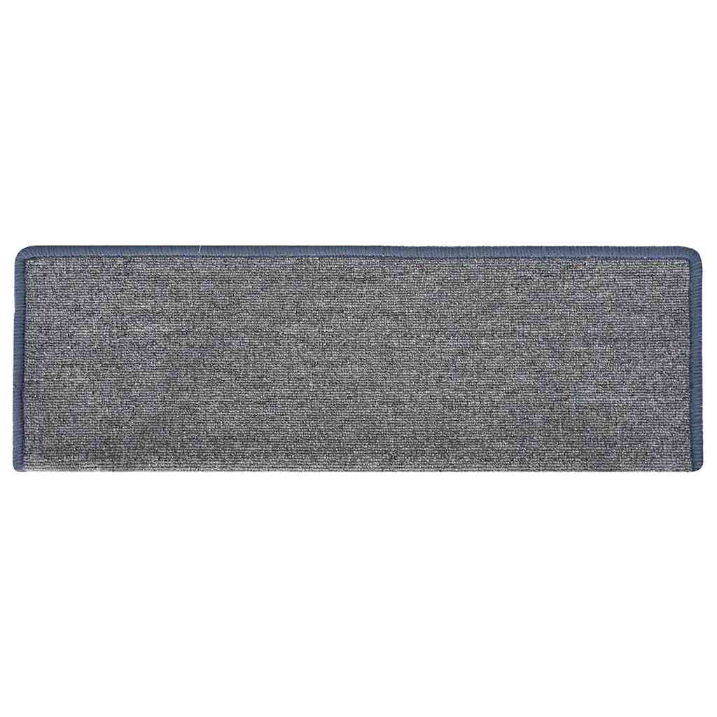 Tappetini per scale 30 pz 65x21x4 cm Grigio chiaro e blu con bordo rettangolare | homemem39
