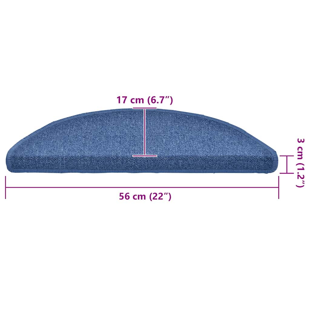 Tappetini per scale 20 pz 56x17x3 cm blu semicircolari