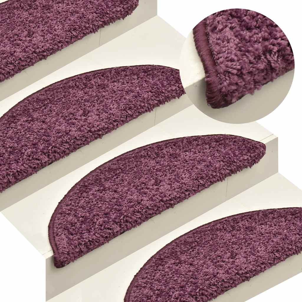 Tappetini per scale 30 pz 65x21x4 cm Viola scuro Semicircolari Grandi | homemem39