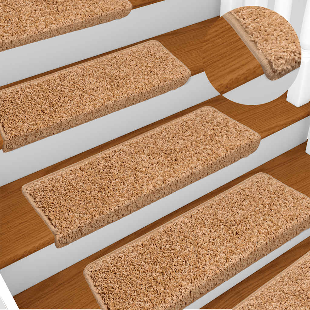Tappetini per scale 30 pz 65x21x4 cm Beige Bordo rettangolare | homemem39