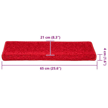 Tappetini per scale 30 pz 65x21x4 cm Rosso Bordo rettangolare | homemem39