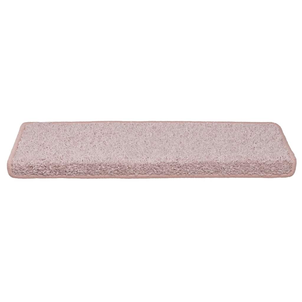 Tappetini per scale 30 pz 65x21x4 cm Bianco e Rosa Bordo rettangolare