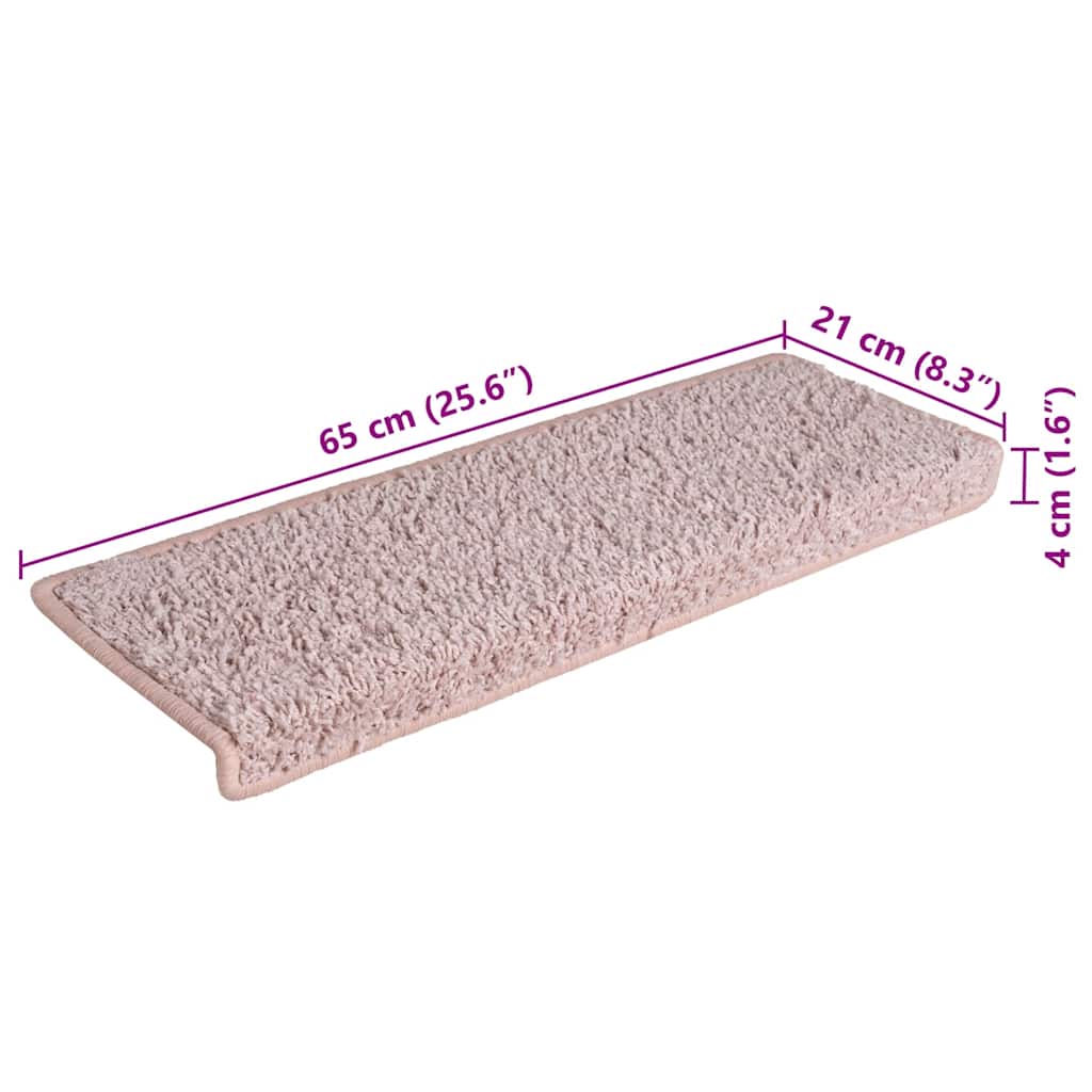 Tappetini per scale 30 pz 65x21x4 cm Bianco e Rosa Bordo rettangolare