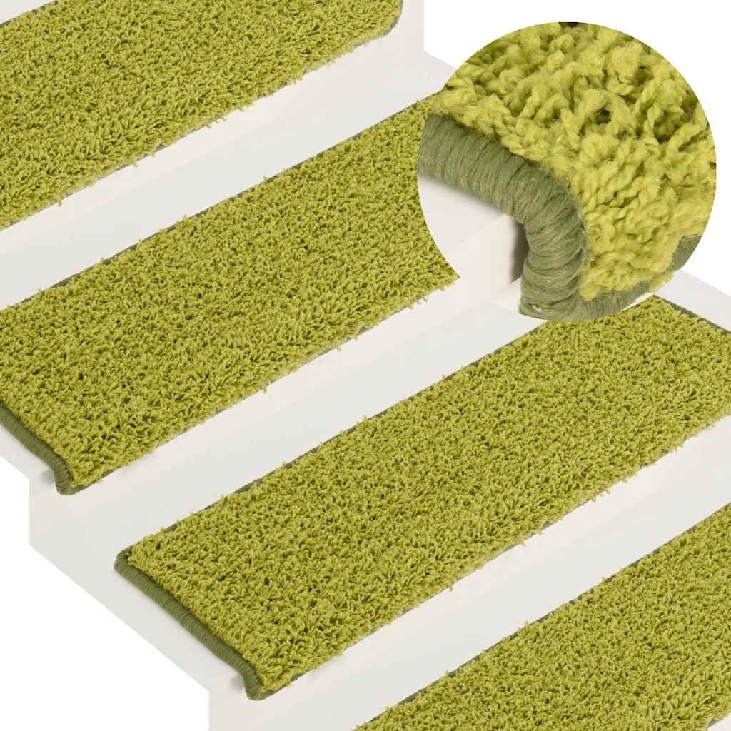 Tappetini per scale 30 pz 65x21x4 cm Verde Bordo rettangolare | homemem39