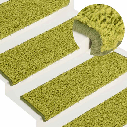 Tappetini per scale 30 pz 65x21x4 cm Verde Bordo rettangolare | homemem39