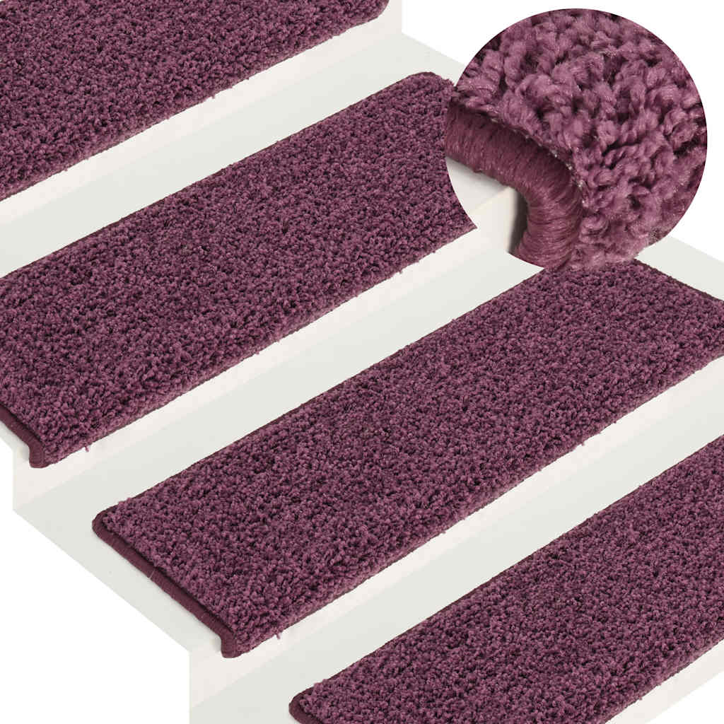 Tappetini per scale 30 pz 65x21x4 cm Viola scuro con bordo rettangolare | homemem39