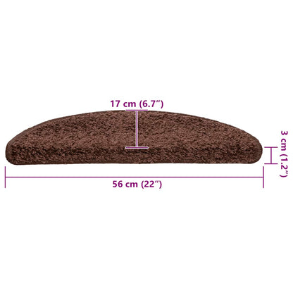 Tappetini per scale 20 pz 56x17x3 cm Marrone Semicircolari | homemem39