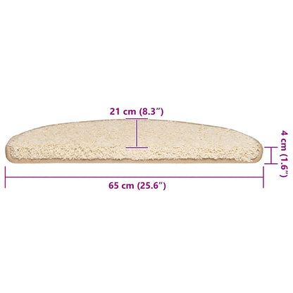 Tappetini per scale 20 pz 65x21x4 cm Crema Semicircolari Grandi