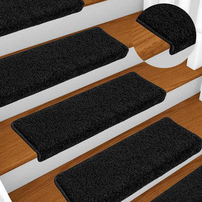 Tappetini per scale 20 pz 65x21x4 cm Nero Bordo rettangolare | homemem39