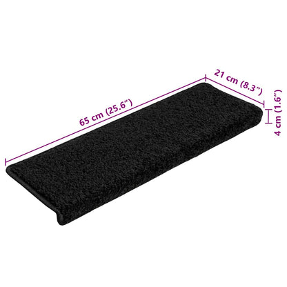 Tappetini per scale 20 pz 65x21x4 cm Nero Bordo rettangolare | homemem39