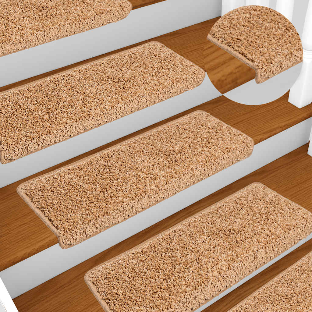 Tappetini per scale 20 pz 65x21x4 cm Beige Bordo rettangolare | homemem39