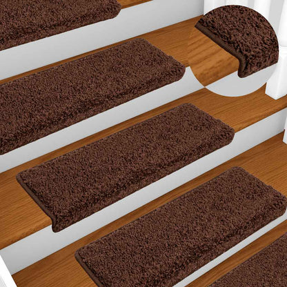 Tappetini per scale 20 pz 65x21x4 cm Marrone Bordo rettangolare | homemem39