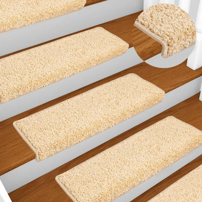 Tappetini per scale 20 pz 65x21x4 cm Crema Bordo rettangolare | homemem39