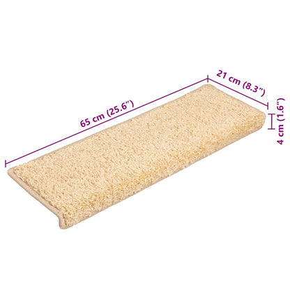 Tappetini per scale 20 pz 65x21x4 cm Crema Bordo rettangolare | homemem39