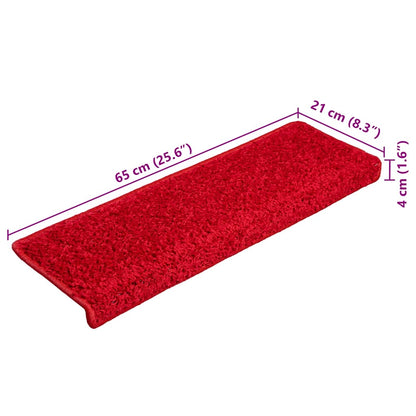 Tappetini per scale 20 pz 65x21x4 cm Rosso Bordo rettangolare | homemem39