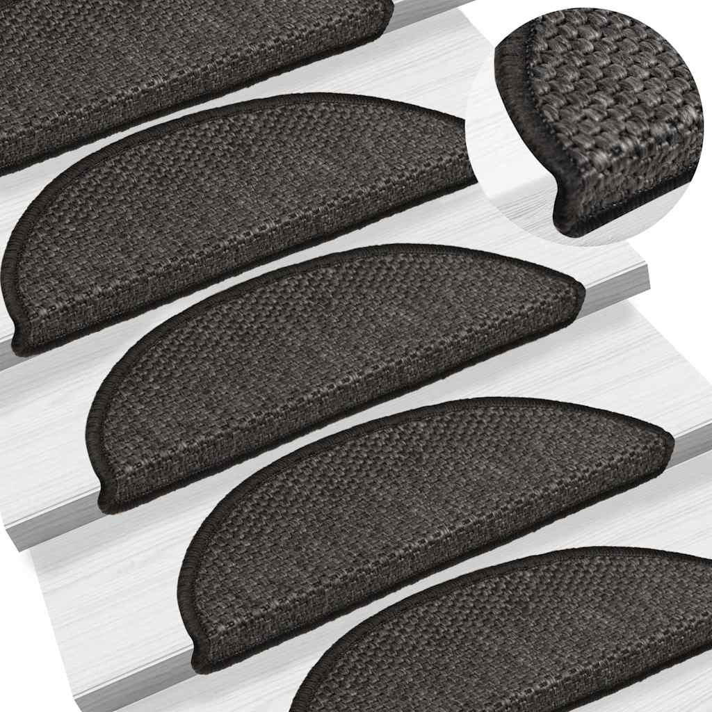 Tappeti Adesivi Scale Aspetto Sisal 30 pz 56x17x3 cm Antracite | homemem39
