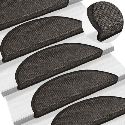 Tappeti Adesivi Scale Aspetto Sisal 30 pz 56x17x3 cm Antracite | homemem39