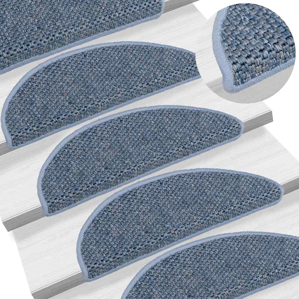 Tappeti Autoadesivi per Scale Aspetto Sisal 30pz 56x17x3 cm Blu