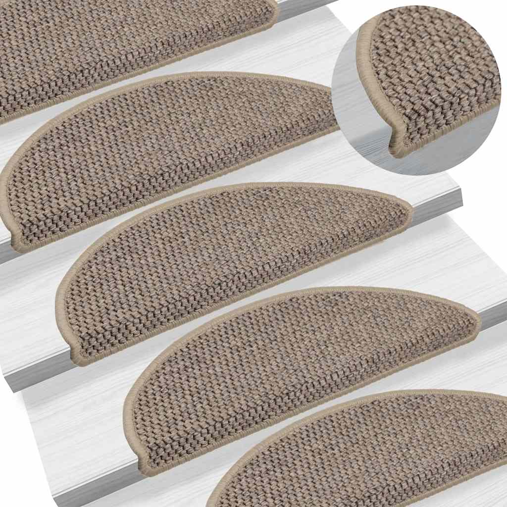 Tappeti Adesivi Scale Aspetto Sisal 30 pz 56x17x3cm Beige Scuro | homemem39