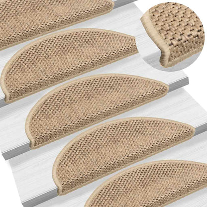 Tappeti Autoadesivi Scale Aspetto Sisal 30 pz 56x17x3 cm Sabbia | homemem39
