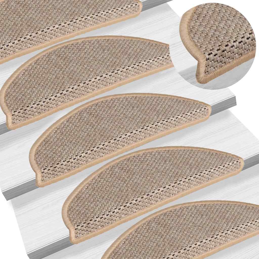 Tappeti Adesivi Scale Aspetto Sisal 30pz 56x17x3cm Beige Chiaro | homemem39