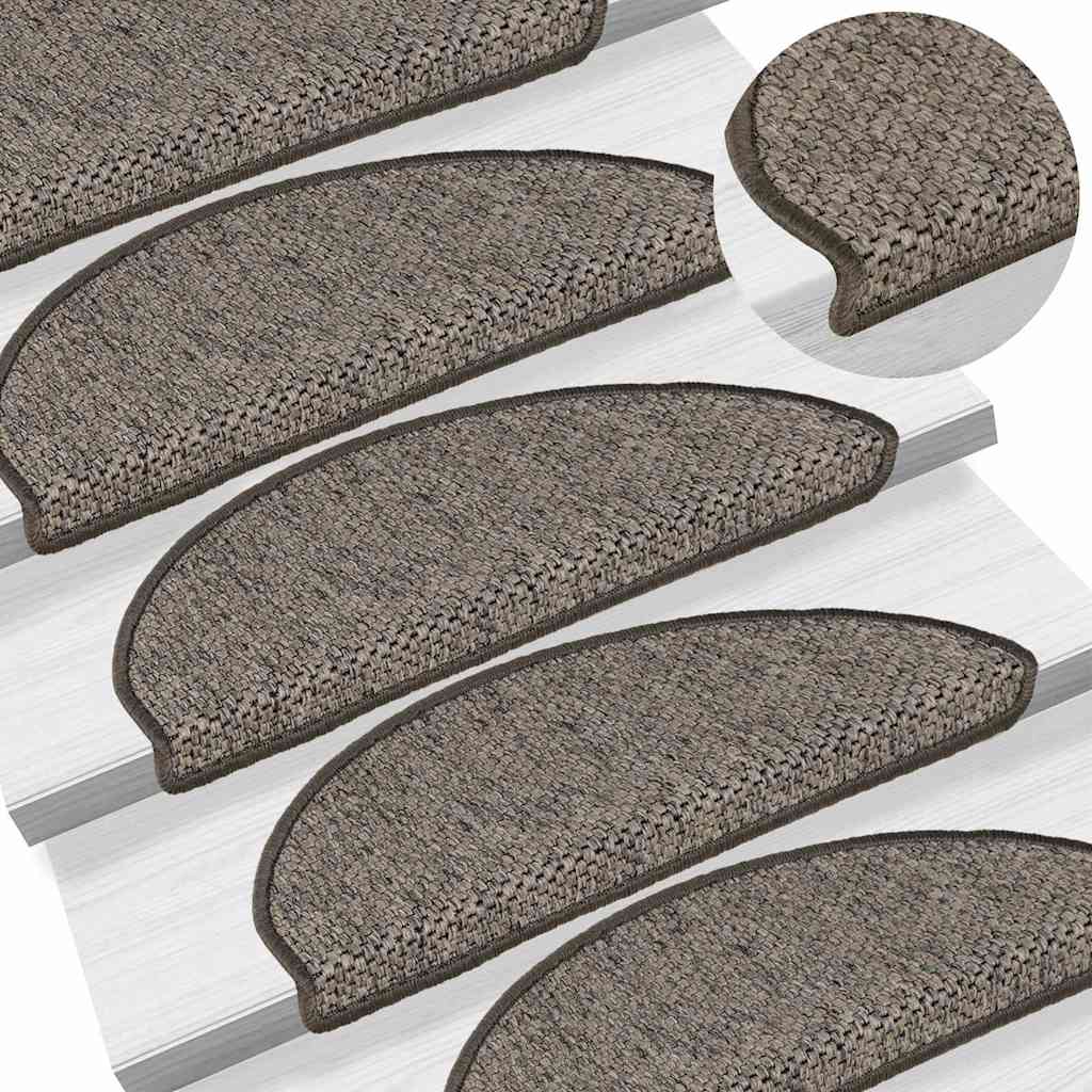 Tappeti Adesivi per Scale Sisal 30pz 65x21x4cm Grigio e Beige | homemem39