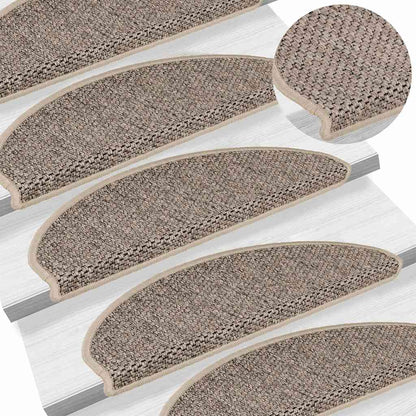 Tappeti Adesivi Scale Aspetto Sisal 30 pz 65x21x4cm Beige Scuro | homemem39