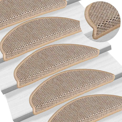 Tappeti Adesivi Scale Aspetto Sisal 30pz 65x21x4cm Beige Chiaro | homemem39