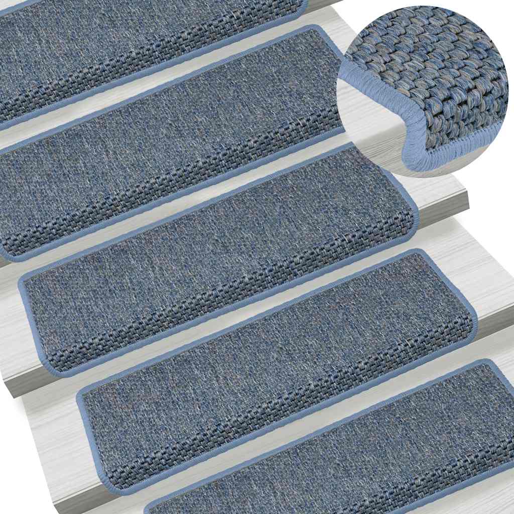 Tappeti Autoadesivi per Scale Aspetto Sisal 30pz 65x21x4 cm Blu | homemem39