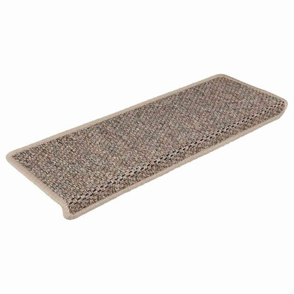Tappeti Adesivi Scale Aspetto Sisal 30 pz 65x21x4cm Beige Scuro | homemem39