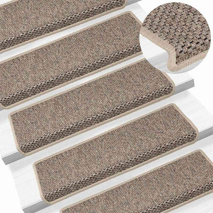 Tappeti Adesivi Scale Aspetto Sisal 30 pz 65x21x4cm Beige Scuro | homemem39