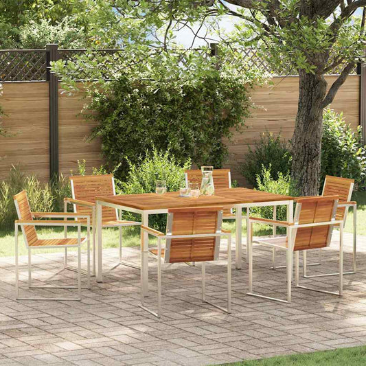 Set da Pranzo per Giardino 7 pcs Legno Massello di Acacia