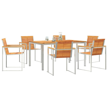 Set da Pranzo per Giardino 7 pcs Legno Massello di Acacia