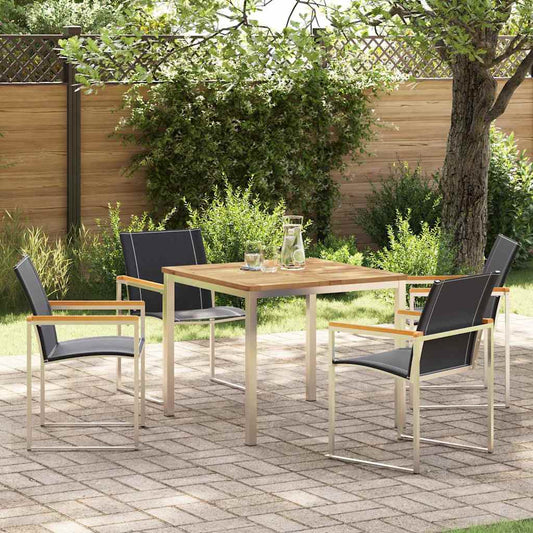 Set da Pranzo per Giardino 5 pcs Legno Massello di Acacia