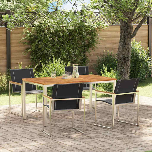 Set da Pranzo per Giardino 5 pcs Legno Massello di Acacia