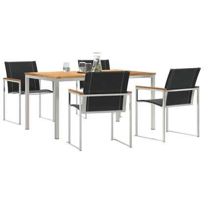 Set da Pranzo per Giardino 5 pcs Legno Massello di Acacia