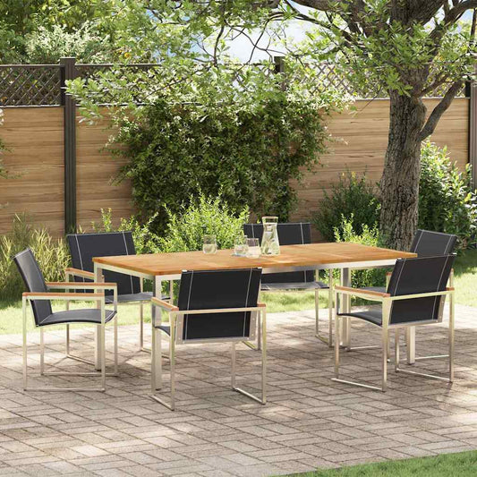 Set da Pranzo per Giardino 7 pcs Legno Massello di Acacia