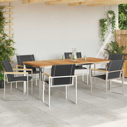 Set da Pranzo per Giardino 7 pcs Legno Massello di Acacia