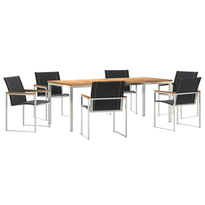 Set da Pranzo per Giardino 7 pcs Legno Massello di Acacia