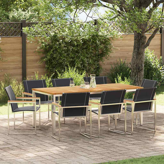 Set da Pranzo per Giardino 9 pcs Legno Massello di Acacia