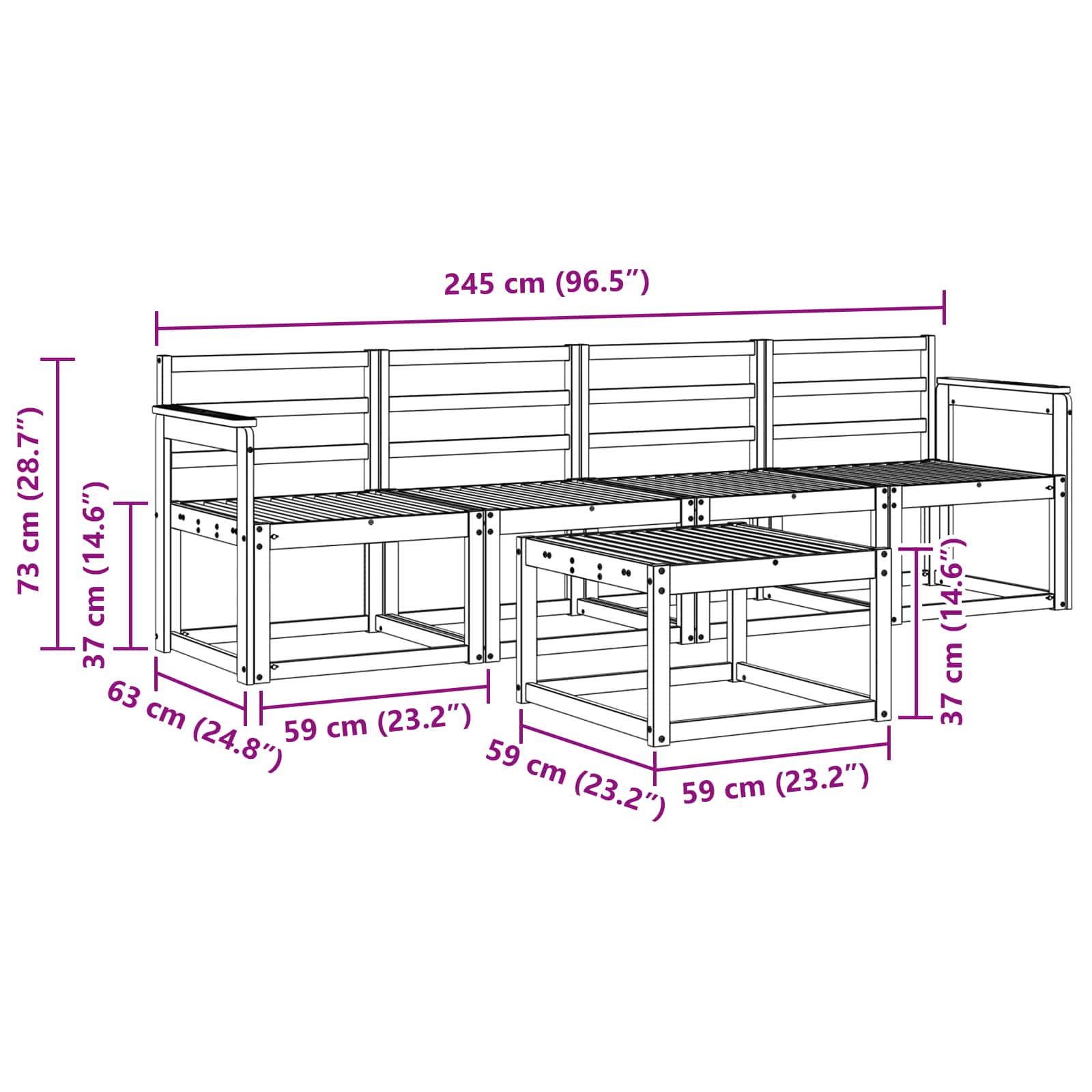 Set di divani da esterno 5 pz Naturale | homemem39