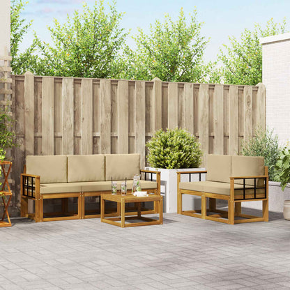 Set di divani da esterno con cuscino 6 pcs Naturale e Beige