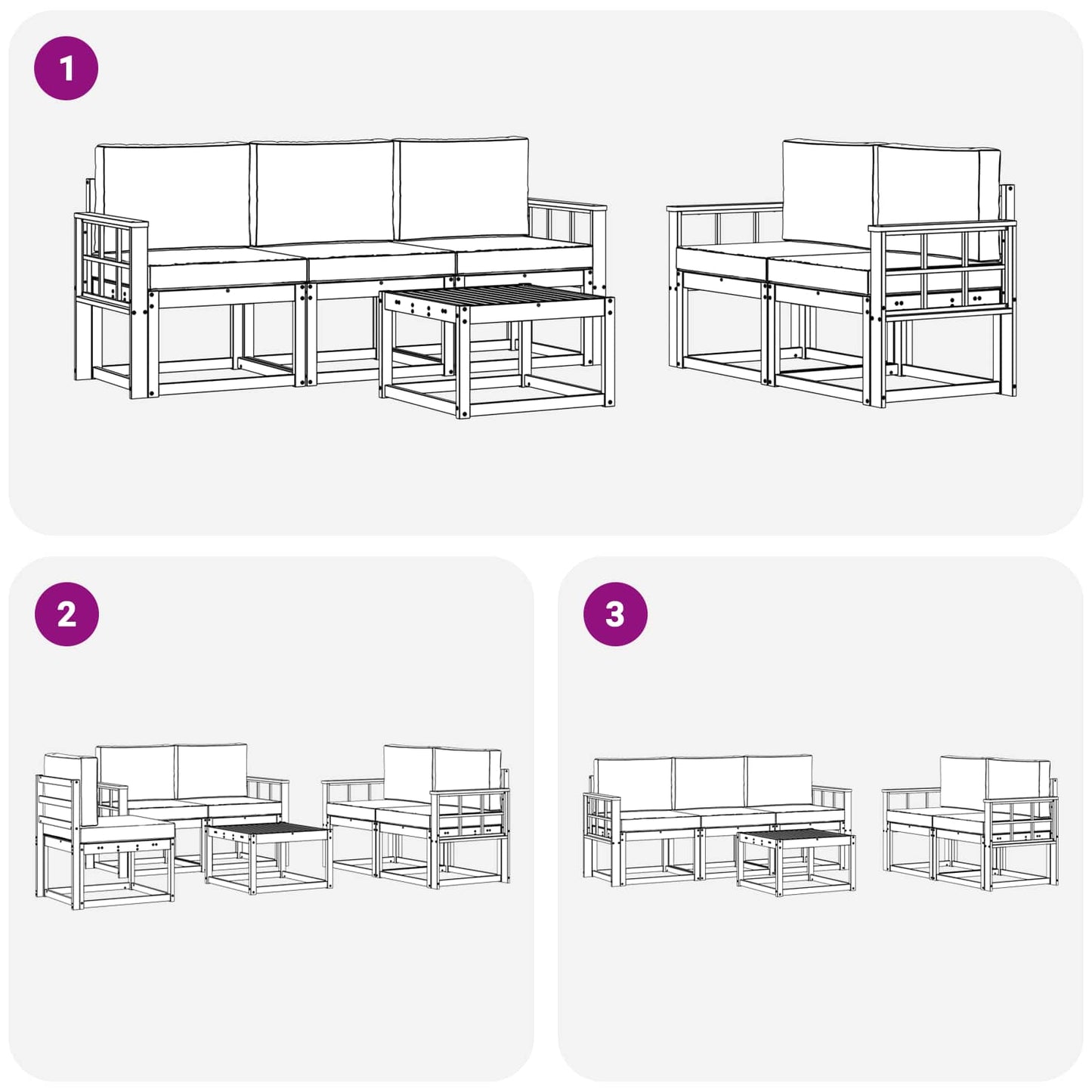 Set di divani da esterno con cuscino 6 pcs Naturale e Beige | homemem39