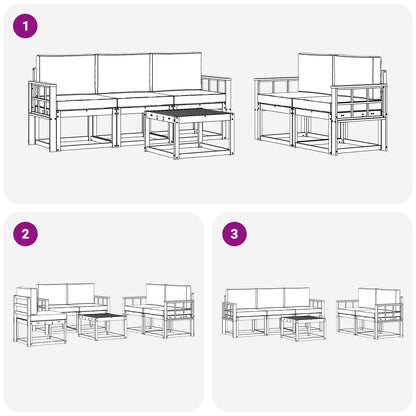 Set di divani da esterno con cuscino 6 pcs Naturale e Beige | homemem39