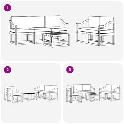 Set di divani da esterno 6 pcs Grigio Naturale e Chiaro | homemem39