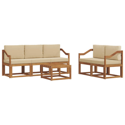 Set di divani da esterno con cuscino 6 pcs Naturale e Beige | homemem39