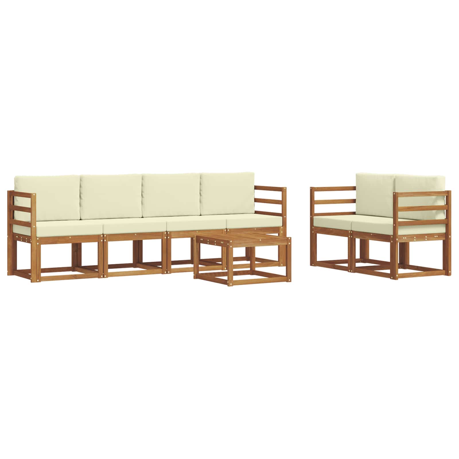 Set di divani da esterno con cuscino 7 pcs Naturale e Crema | homemem39